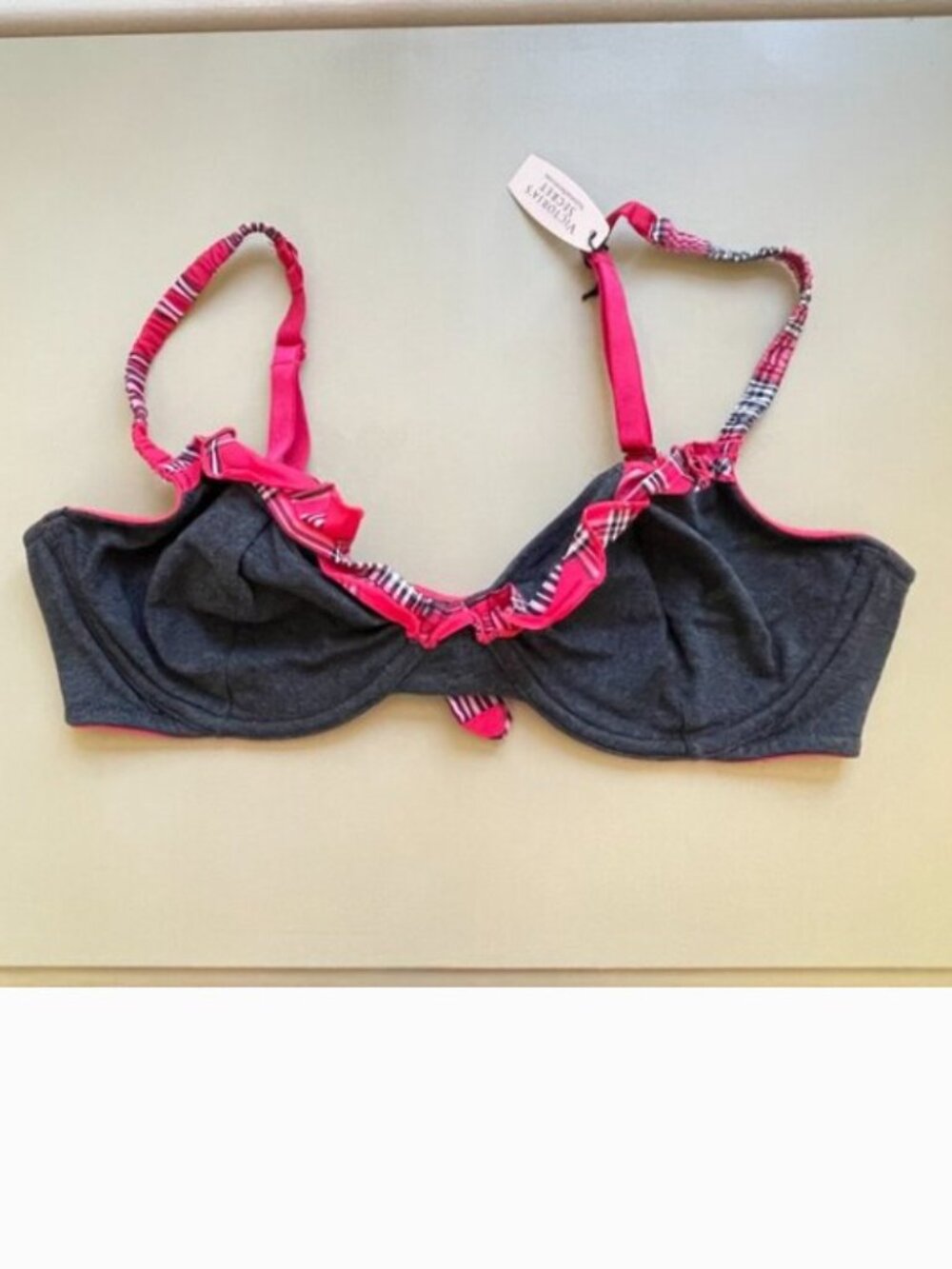 New Victoria's Secret Bra Plaid Ruffle Bell Accent Holiday Christmas 36D